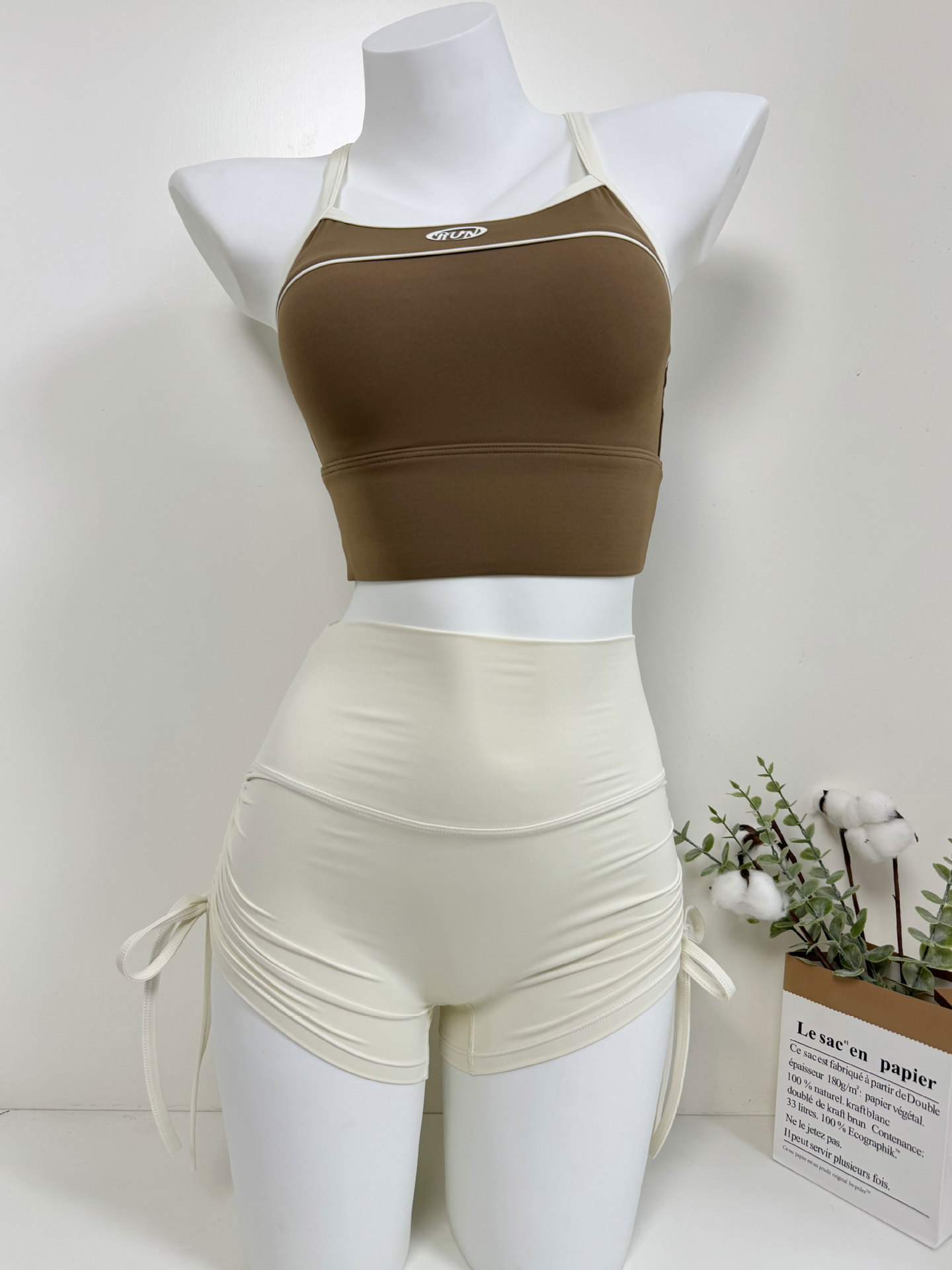 Yoga Shorts With Butt-lifting Pleats And Drawstring, Suitable For Fitness, Outdoor Sports, Cycling, Short-sleeved,_desvips.com