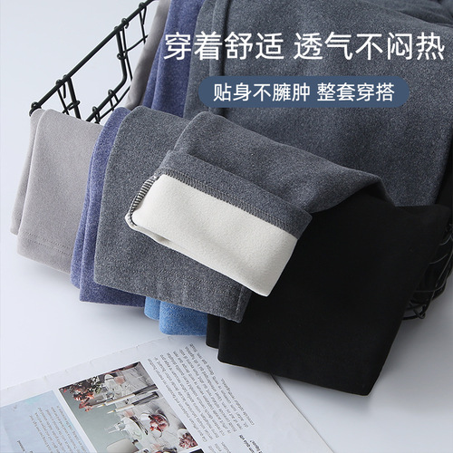 Warm insulation innerwear set for men, thickened and lined, autumn shirt and pants, cold-resistant and heat-generating cotton sweater, youth winter wholesale