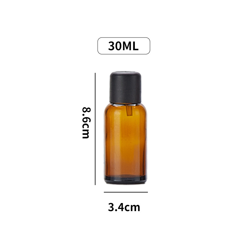 Spot 10ml botella de aceite de aceite de vidrio esmerilado marrón, tapa de cabeza antirrobo, botella de subembalaje cosmético, muestra de luz oscura, botella vacía