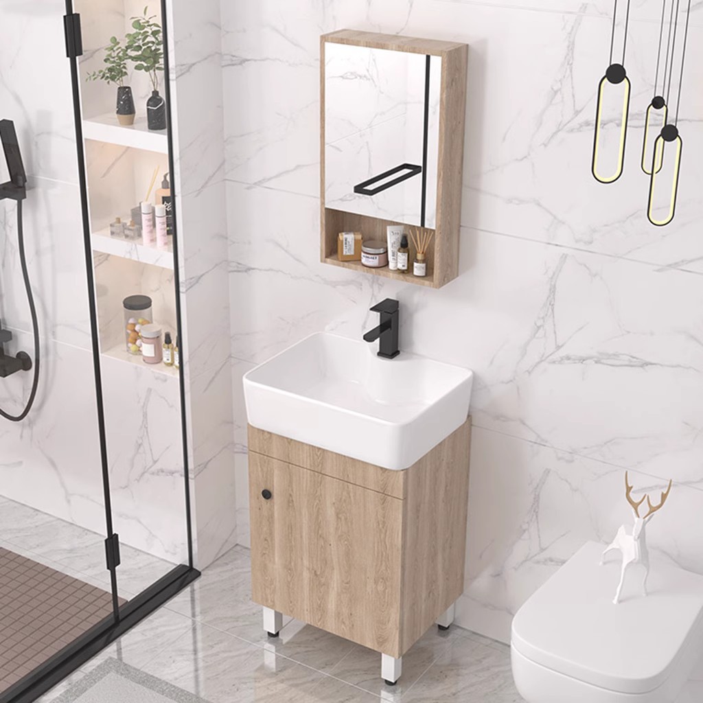 gabinete de baño de madera sólida tipo piso combinación de gabinete de lavabo de cerámica integral lavabo lavabo lavabo inodoro