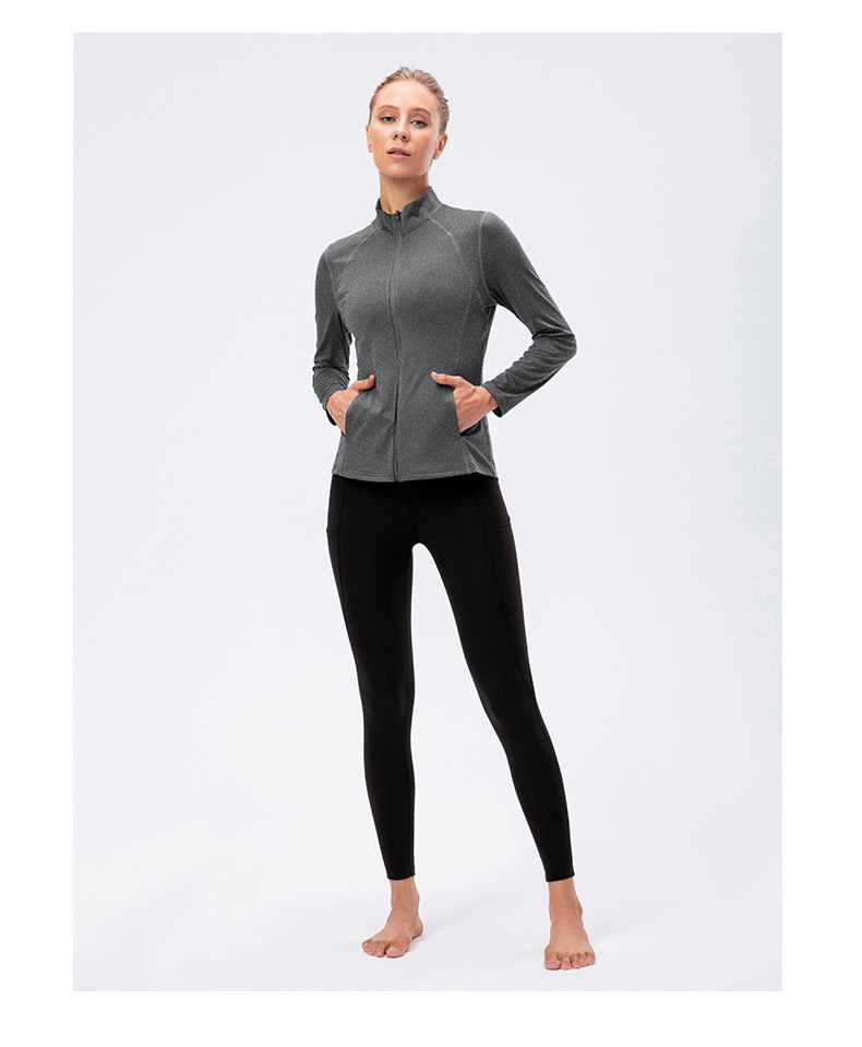 Simple Style Solid Color Polyester Polyester Spandex High Neck Active Tops Coat display picture 2