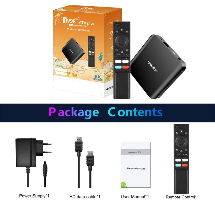 TV98 ATV PLUS Смарт ТВ Бокс 8K Allwinner H313 2.4G/5G WiFi+BT