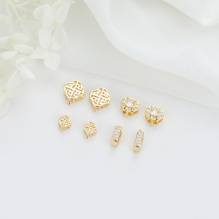 14k gold micro inlaid zircon lotus peace lock hollow beaded diy handmade accessories bracelet bead spacer material