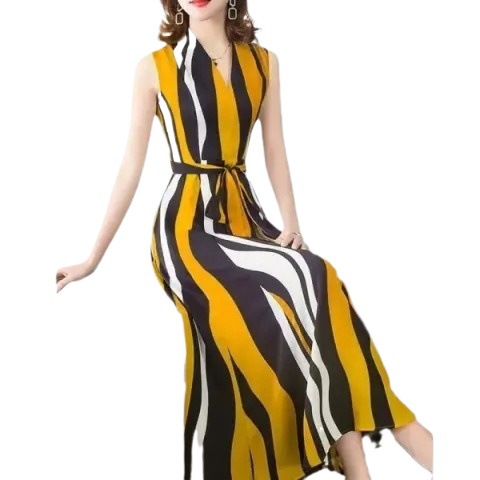 Summer fashionable long dress with sleeves sleevless