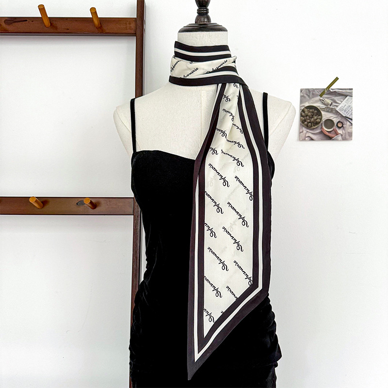 Bufanda de seda, atmósfera coreana, nuevo temperamento, cinta de esquina afilada de moda, cinturón de seda de imitación, bufanda con cuello