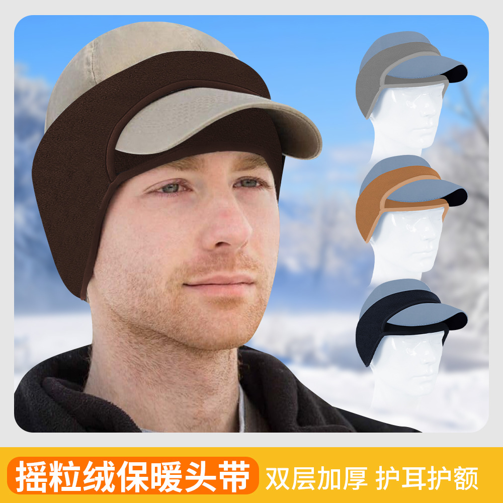 Autumn and Winter Outdoor Warm Ear Bags, Unisex Polar Fleece Brim Ear Protection Straps, Cycling Forehead Protection, Cold-Proof Sports Headbands
