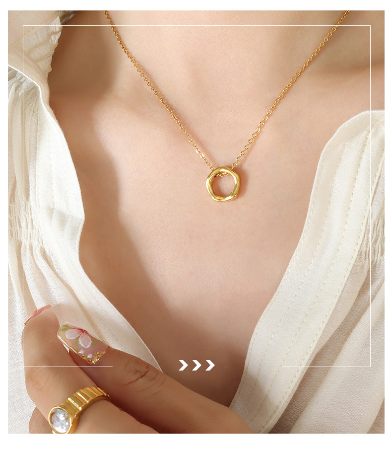 Simple Style Round Titanium Steel Necklace Plating Stainless Steel Necklaces