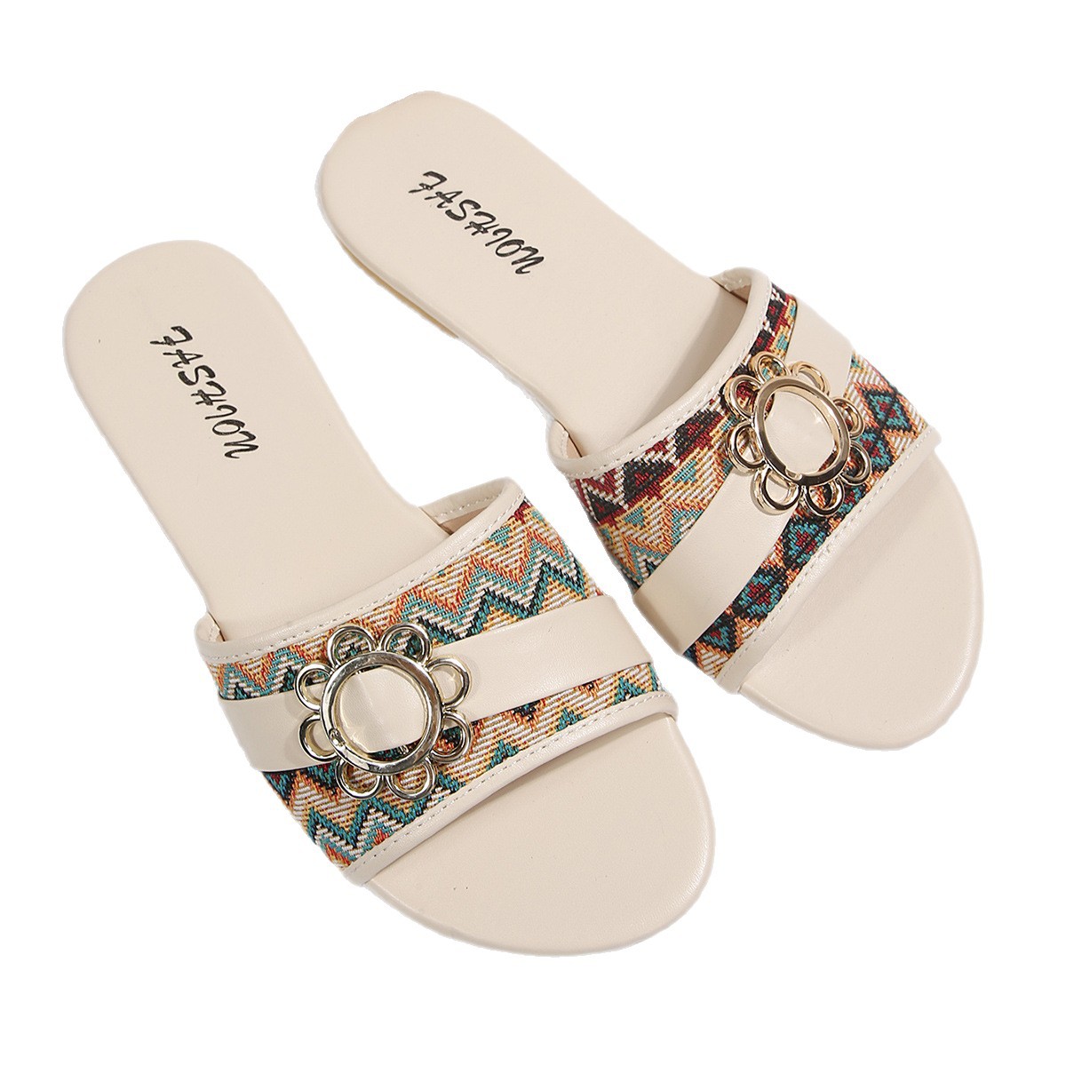 Sandalias Planas de Mujer en Cuero Sintético, Cómodas para Uso Casual