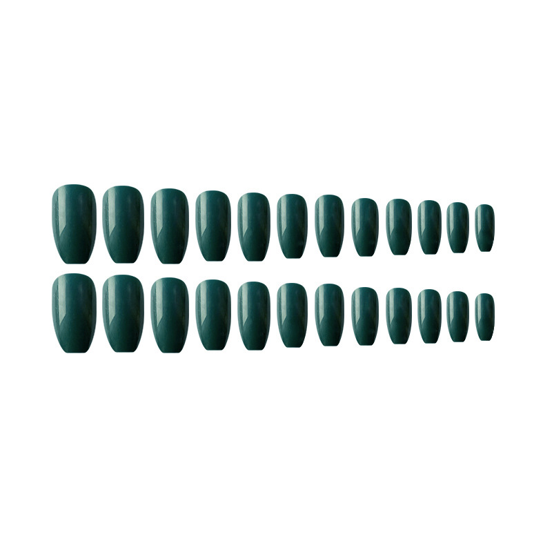 Colores de uñas postizas de aceite verde de ballet de color puro, uñas trapezoidales terminadas, uñas portátiles, 24 piezas, uñas, pegatinas image 6