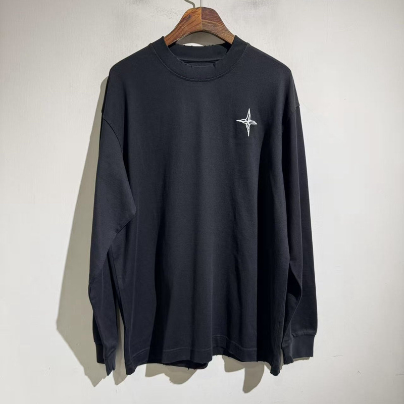 Aw American-Style Three-Dimensional Embroidered Crew Neck Long-Sleeve Autumn and Winter Casual Sweatshirt T-Shirt Loose Oversized Trendy Brand Base Shirt Tee