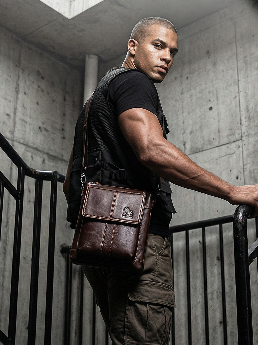 Bolso Bandolera de Cuero para Hombre de Cuero de Vaca Resistente al Desgaste para Uso Diario image 4