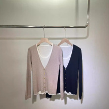 2024秋冬新款毛衣时尚柔软百搭羊毛衣假两件V字领带扣羊毛衣