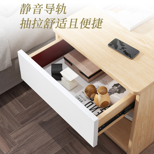Bedside cabinet minimalist modern bedroom Instagram-style nightstand simple storage rack small shelving unit Nordic style