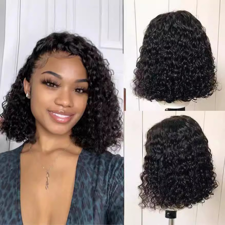 Pelucas de estilo europeo y americano para mujer, pelucas rizadas con raya en medio, cabello corto rizado, pelucas de fibra sintética resistente al calor, pelucas de cabeza completa, venta al por mayor en stock.