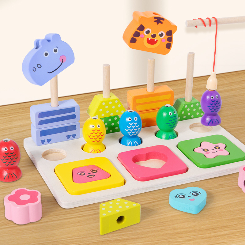 Puzzle infantil de pesca magnética columna interacción padre-hijo para niños y niñas de 2 a 6 años de juego de mesa de bloques emparejados juguetes de forma image 2