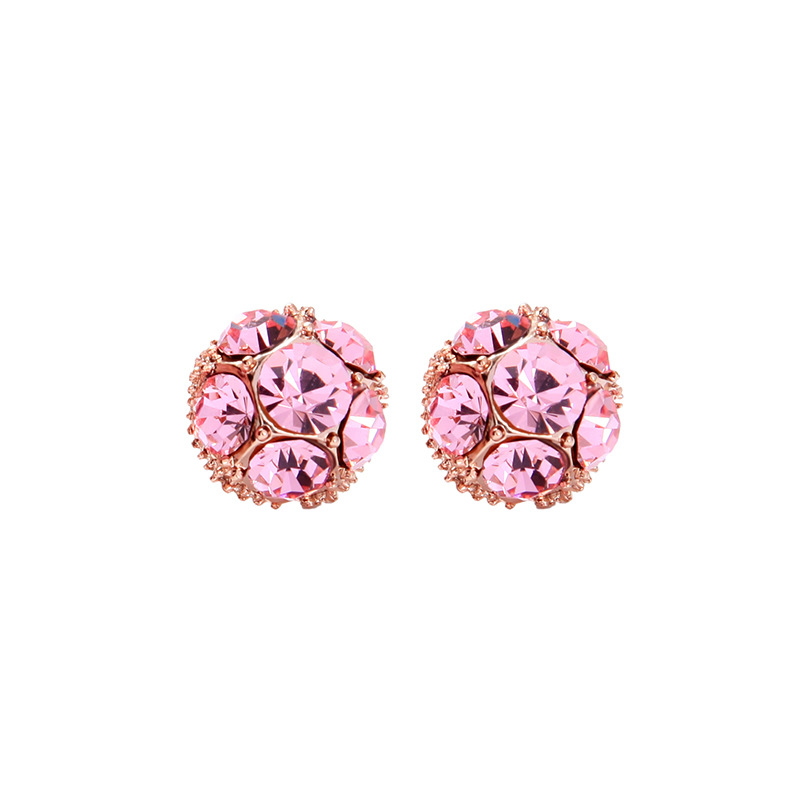 Small Simple Pink Diamond Earrings S925 Silver Needle Design Crystal Diamond Earrings Jewelry Trend display picture 7