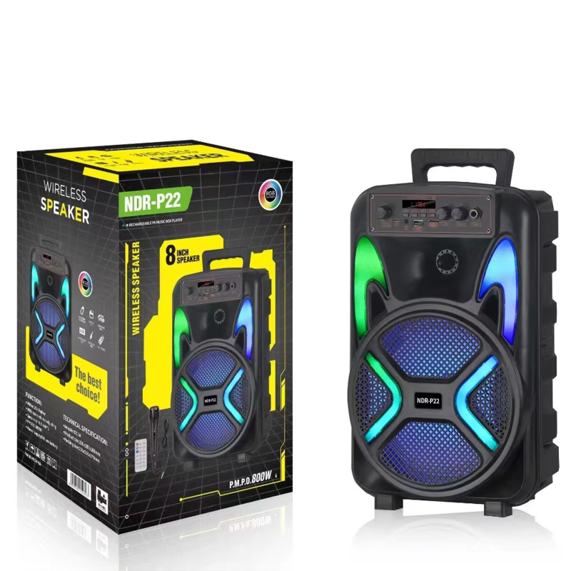 NDR-P22 Bluetooth Outdoor BT Square Dance Battery Audio 8-inch Portable Wireless dj Speaker with Microphone