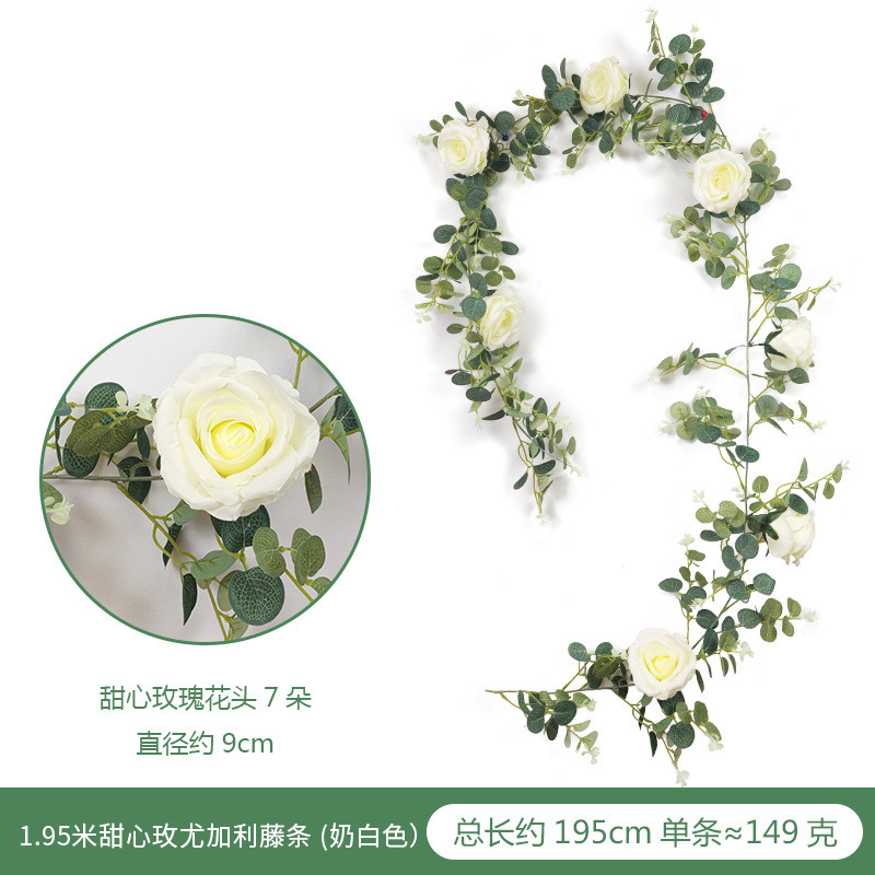 Amazon eucalipto Rose vid boda decoración del hogar artificial peonía Camelia dinero hoja flor artificial vid