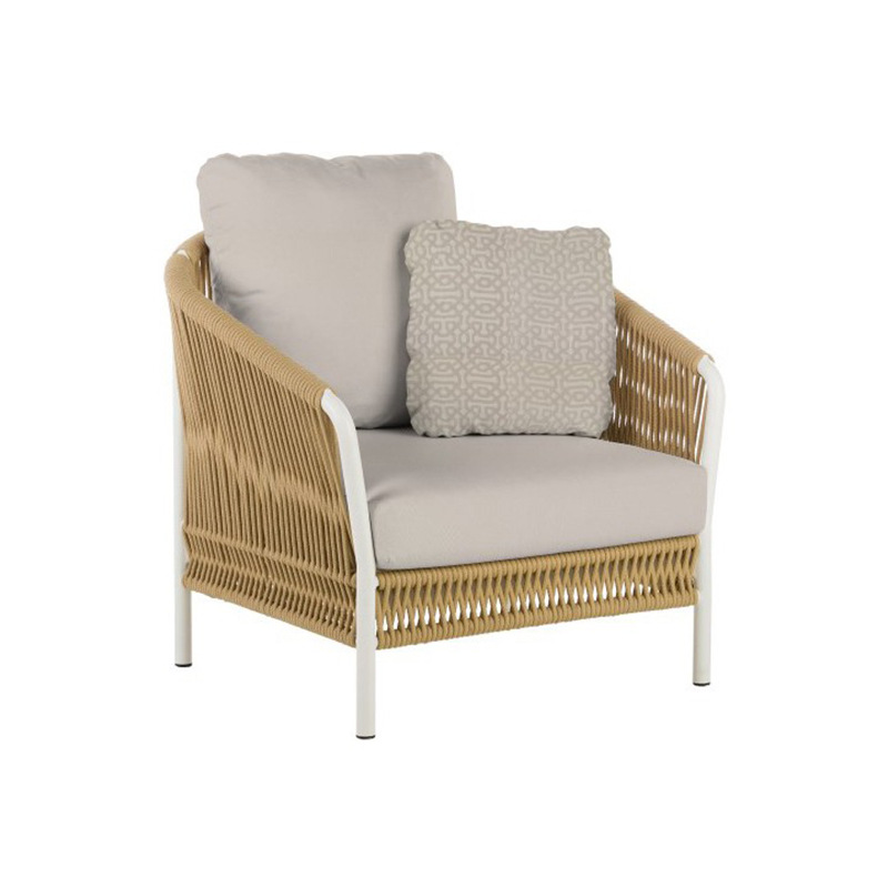 Ocio al aire libre sofá de ratán villa decoración suave al aire libre balcón al aire libre patio jardín Oliphen cuerda silla de ratán