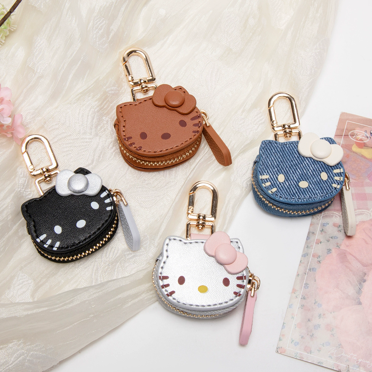 Hello Kitty, Хелло Китти, милая маленькая подвеска, система хранения, маленькая сумка, брелок для ключей, высококачественный стиль