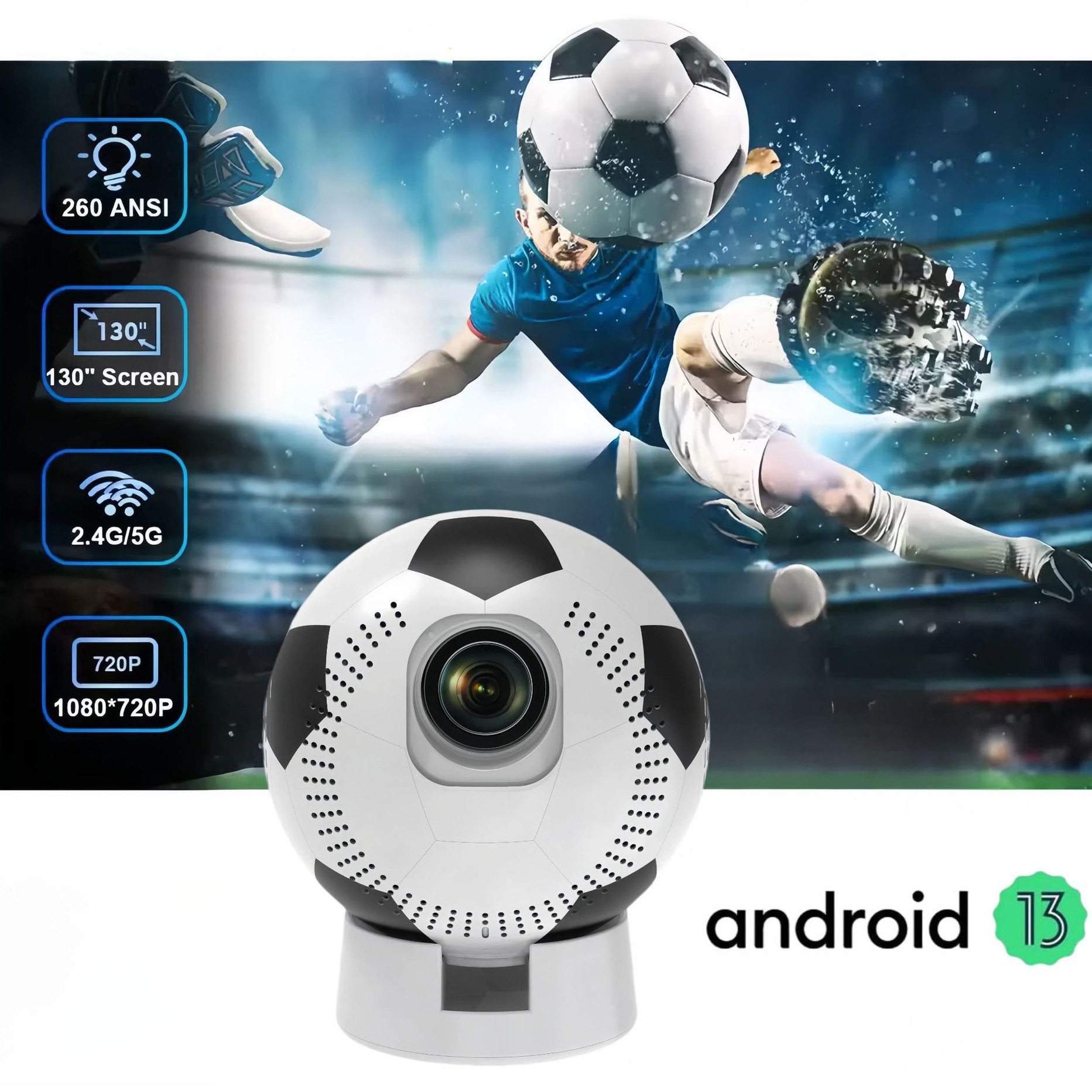 Q8 Football Projector Export Foreign Trade Cross-Border Hot-Selling Projector 2026 World Cup Ultra-High Definition 4K Large Screen