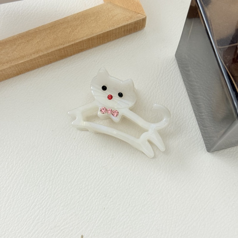 6cm アセテート ヘアピン ガーリーハート かわいい ミディアムサイズ かわいい ペット サメクリップ フレンチ ラインストーン キャット グリッパー|undefined
