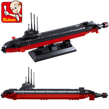 批发小鲁班塑料积木 航母战斗群系列0391核潜艇男孩军事拼装玩具