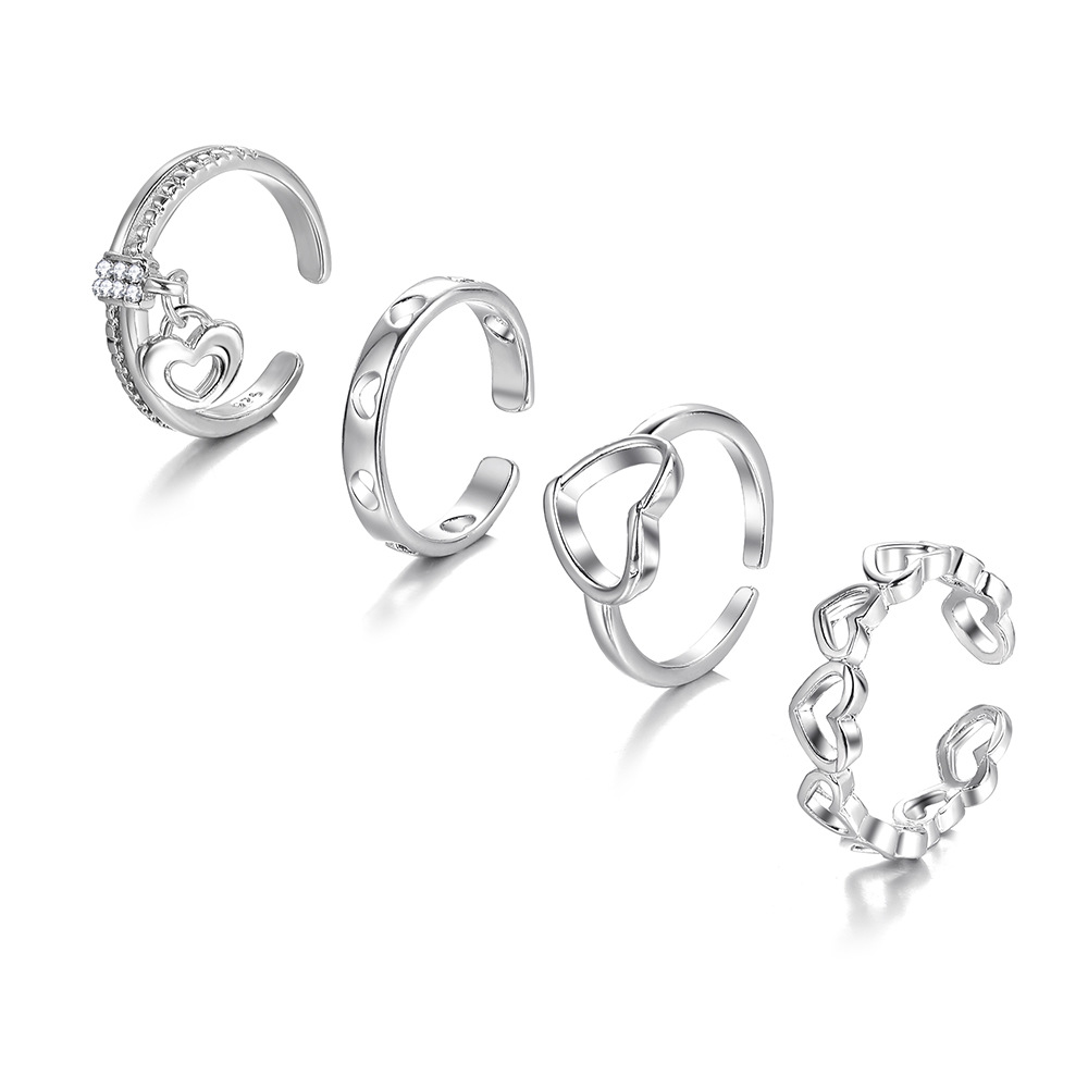 Simple Style Heart Shape Alloy Plating Women's Rings display picture 2
