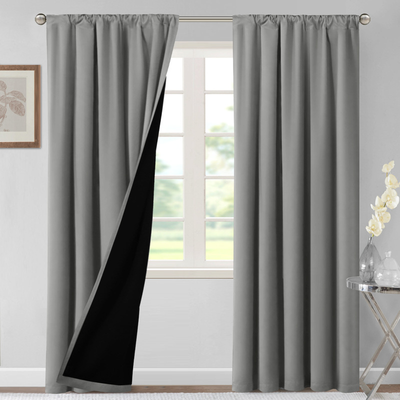 American Amazon high shading curtain finished wholesale dream curtain bay window punch-free bedroom solid color partition curtain