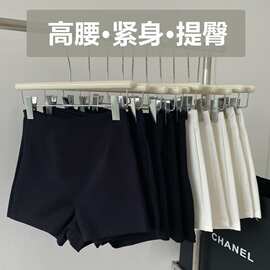 纯黑色紧身短裤女贴身高弹力显身材简约百搭通勤网红热裤25夏季新
