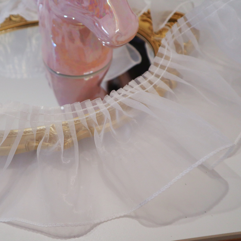 in stock 10cm Wide Organza Wrinkle Lace Single Layer Clothing Curtain DIY Skirt Lace