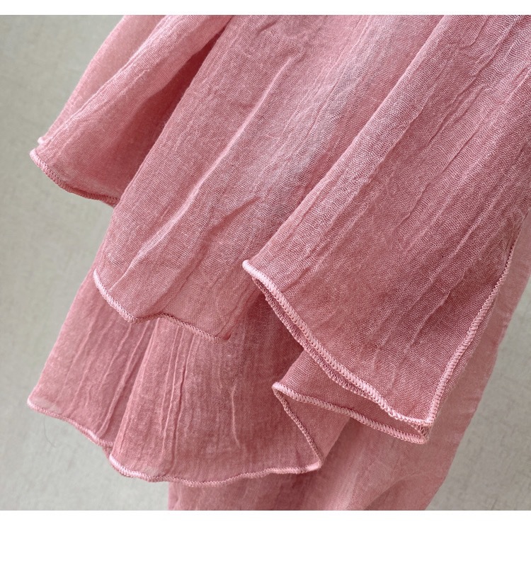 Sciarpa tinta unita in cotone e lino, sottile, da donna, in morbida seta, stile retrò, versatile, per primavera e autunno_voghion.com