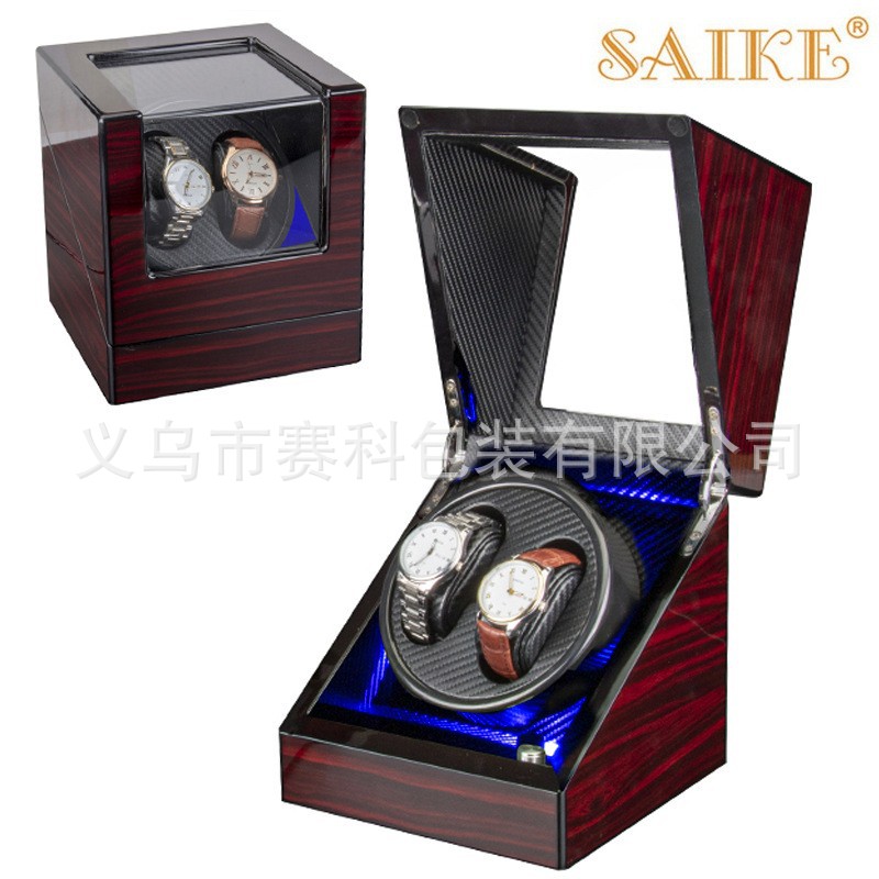 现货批发烤漆双表位5档可调自动摇表器机械手表电动转表器上弦盒