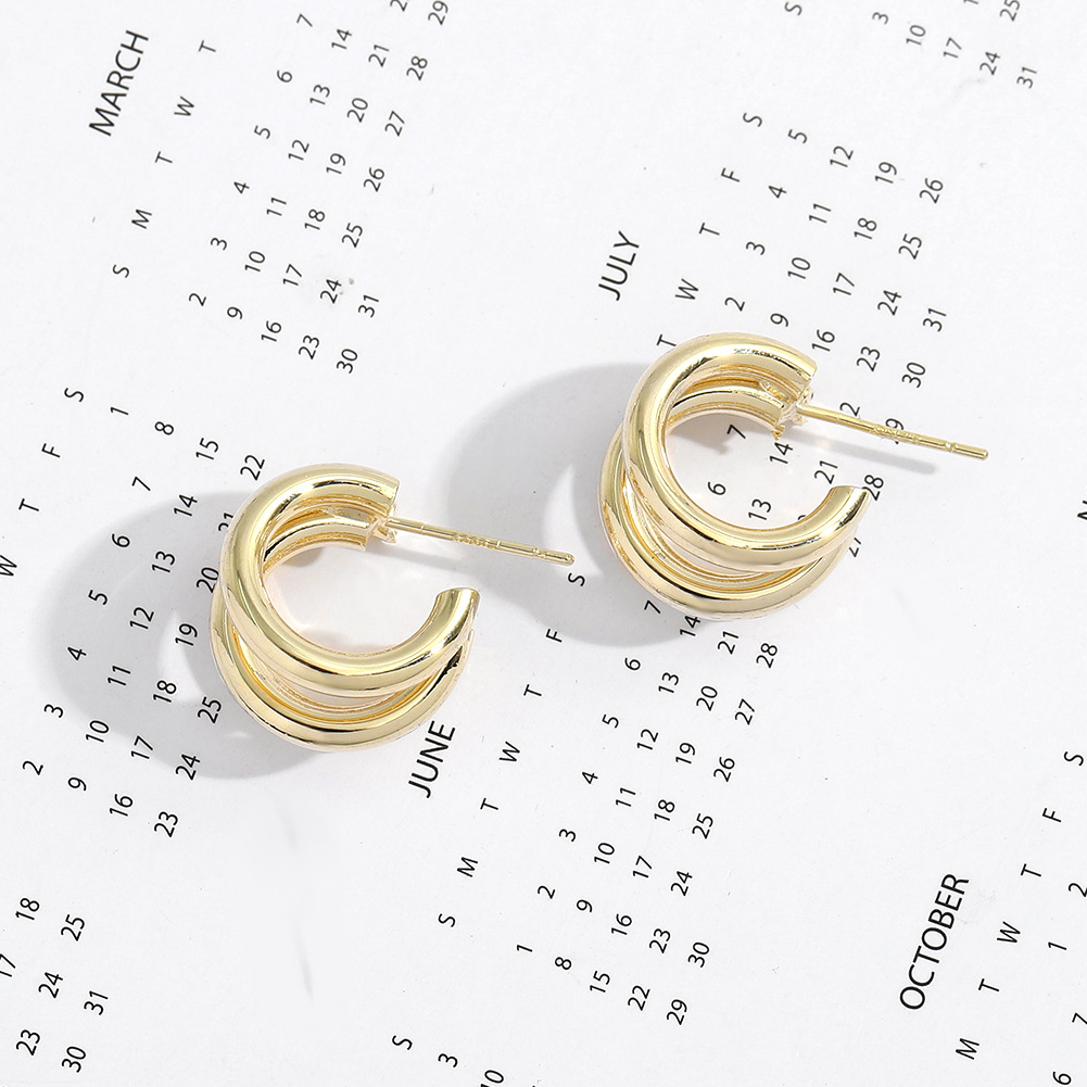 Retro C-shaped Multi-layer Earrings display picture 9