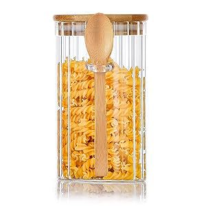 Exportación de vidrio a rayas de borosilicato alto, cuchara colgante, tanque de almacenamiento, tanque de condimento de cocina, Amazon mismo estilo