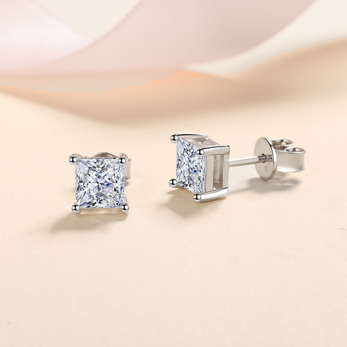 XDY dropshipping special-shaped S925 silver earrings for women square moissanite earrings simulated diamond earrings