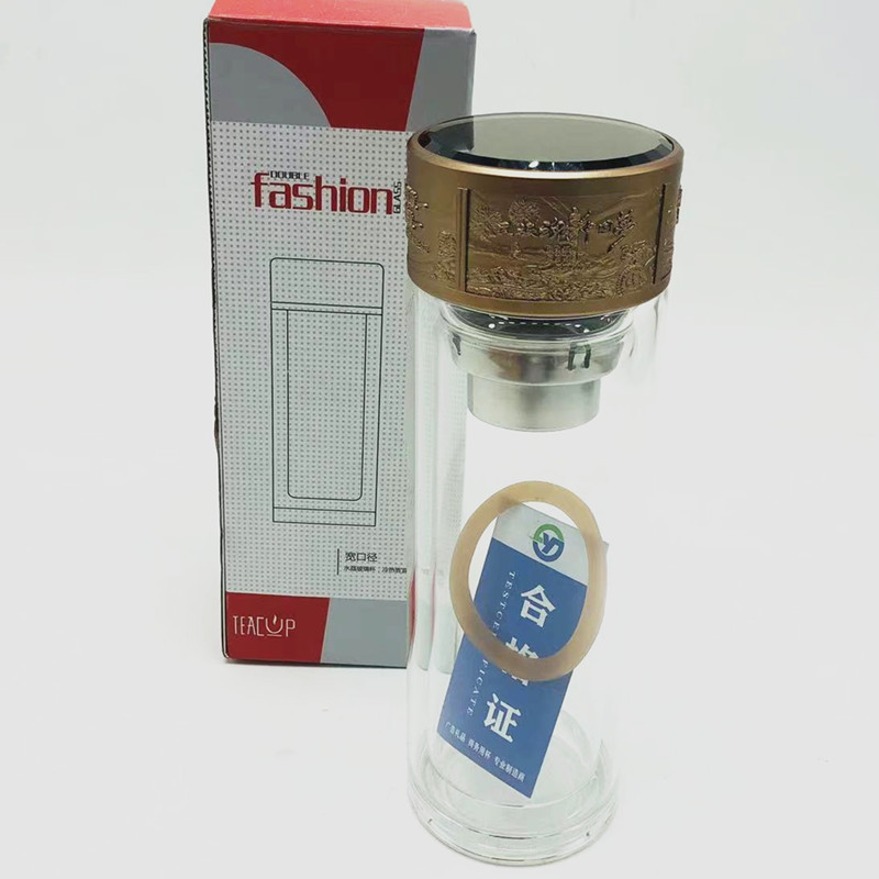 仿水晶玻璃杯双层玻璃茶杯元店块店日用百货批发