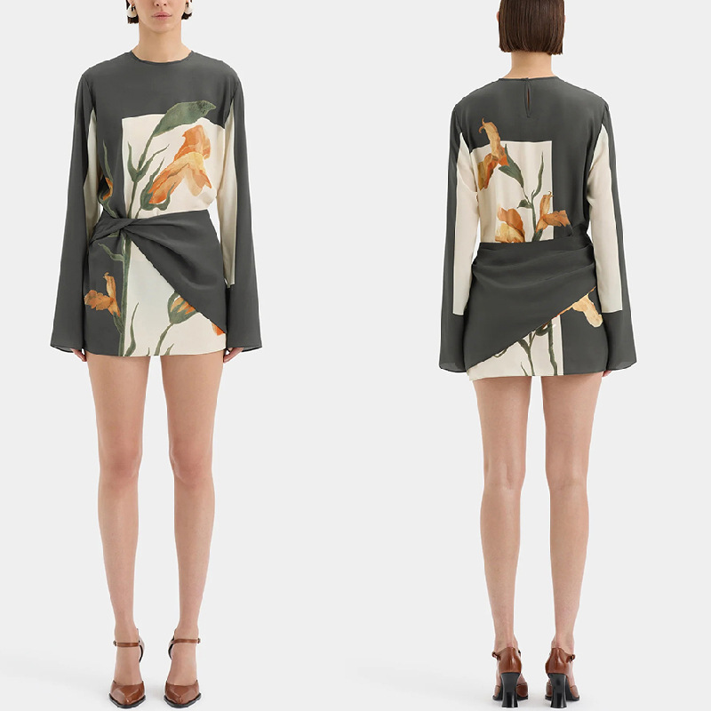 Cross-border foreign trade independent station Amazon 2025 new European and American leisure printing personality design skirt dress women Cross-border foreign trade independent station Amazon 2025 new European and American leisure printing personality design skirt dress women