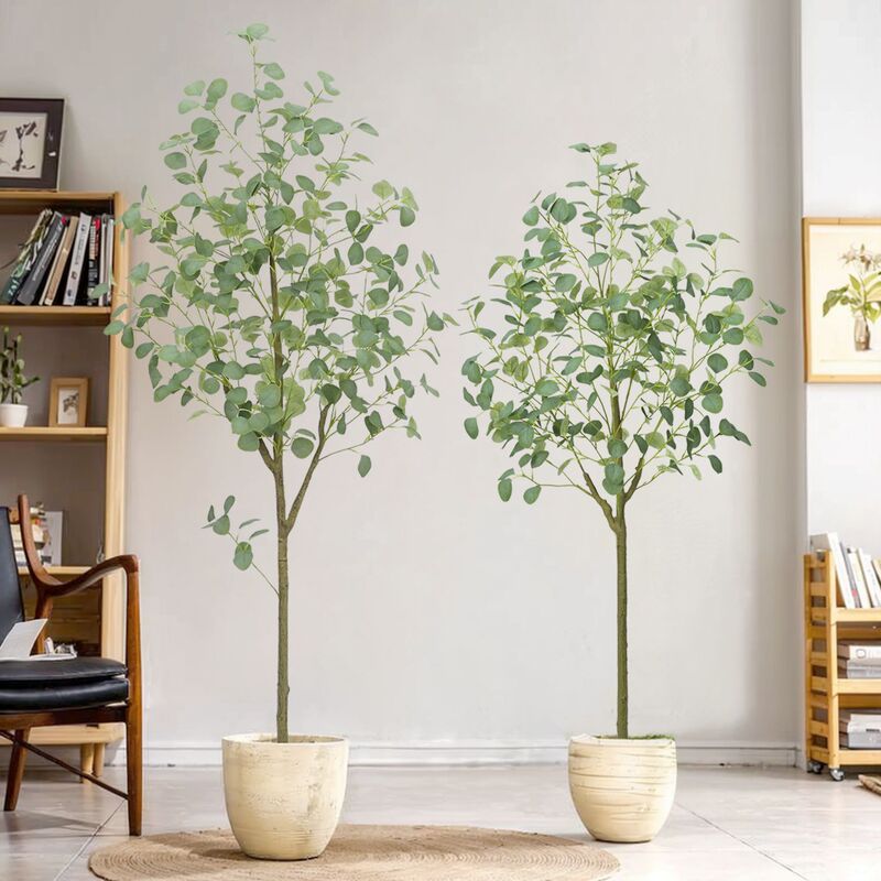 Artificial Eucalyptus Tree Decorative Potted Plant Indoor Ornament High-Realism Eucalyptus Home Decor Green Plant for Home Decoration