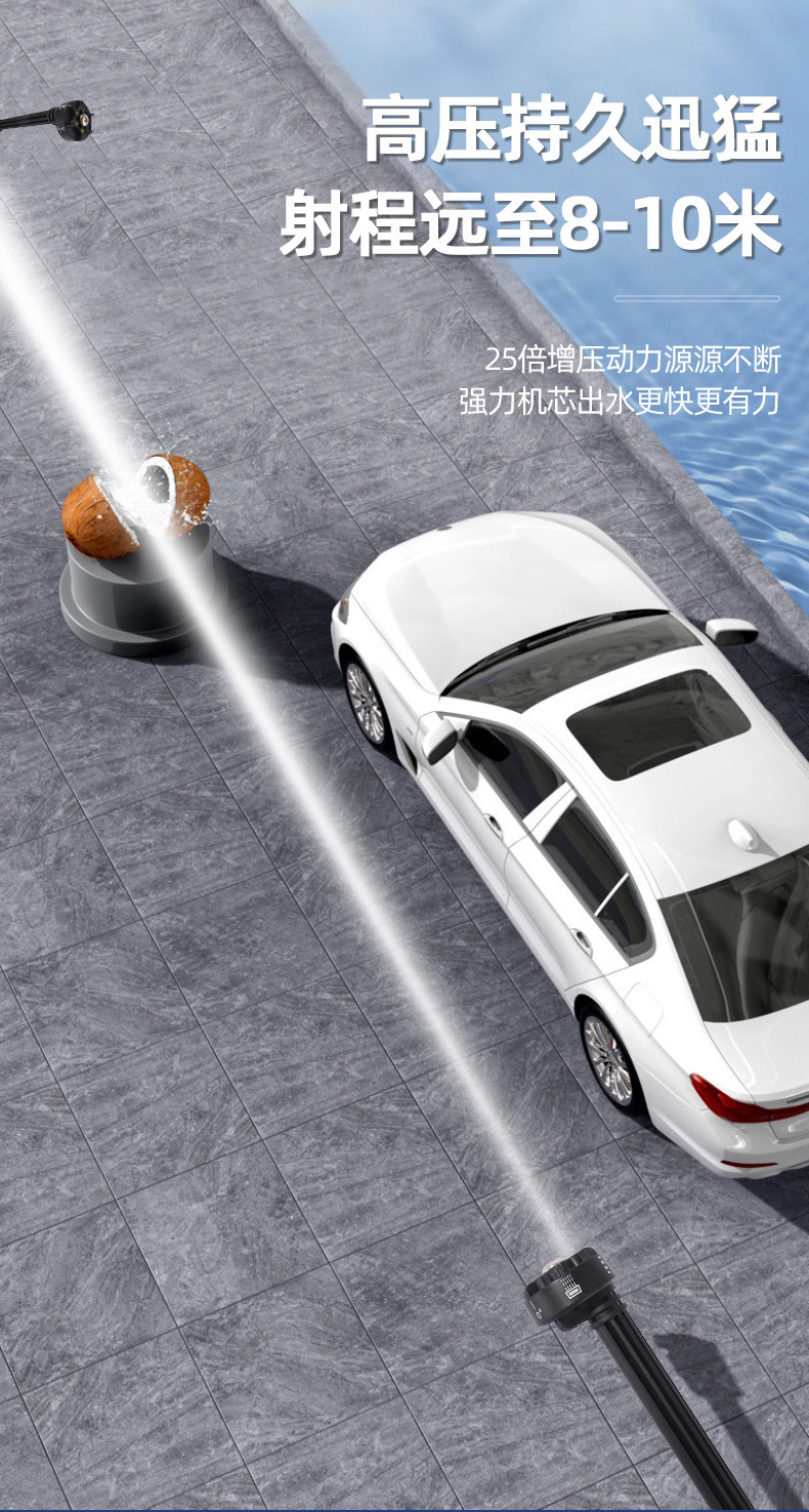 Wireless high-pressure car washing water gun household high-power car washing machine portable cleaning machine multifunctional lithium water spray gun