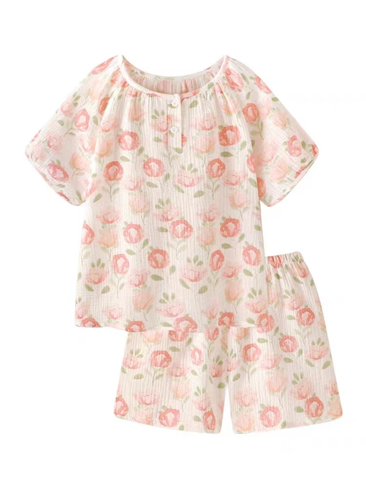 투진 모란 꽃-풀오버 짧은 소매