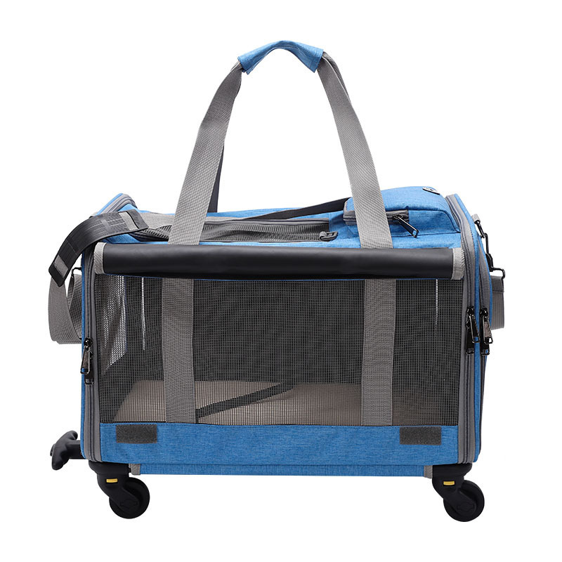 Transportín para gatos, carrito para mascotas para exteriores, jaula plegable y transpirable para mascotas, caja de transporte tipo bandolera para perros