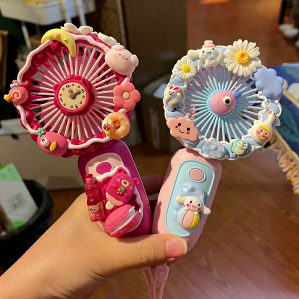 Summer realistic cream handheld table small strap for students