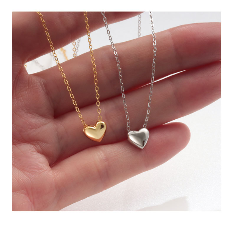 925 Sterling Silver Cable Chain Plating Heart Shape Pendant Necklace display picture 9