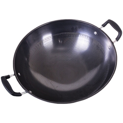 German wok honeycomb non-stick pot double-eared large iron pot wok household round bottom uncoated non-rust gas stove
