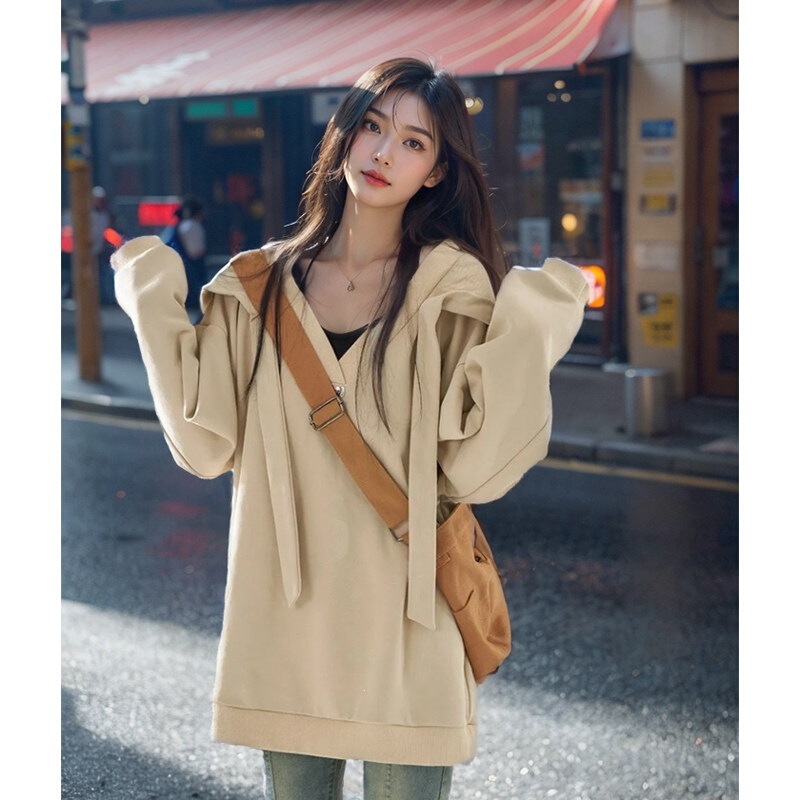【Original Craftsmanship】Fashionable and stylish design hooded sweatshirt for women, new autumn 2026 model, comfortable and versatile, loose fit 【Original Craftsmanship】Fashionable and stylish design hooded sweatshirt for women, new autumn 2026 model, comfortable and versatile, loose fit
