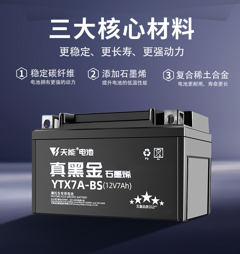 Tianneng Motorcycle Battery 12V Battery for 125 Scooter, Curved Beam Yamaha Suzuki Battery, Special True Black Gold