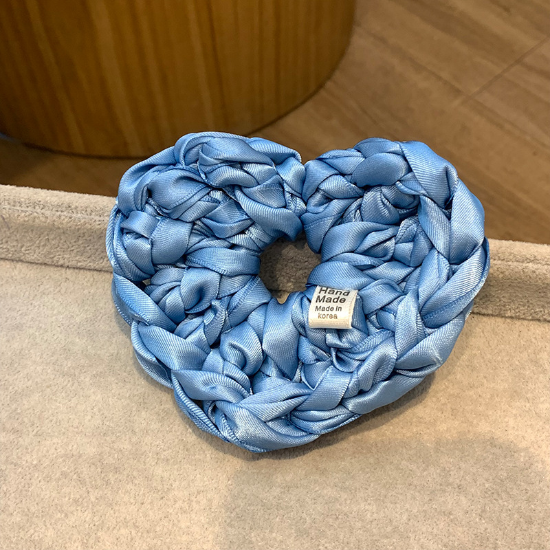 Isladegar blogger con color brillante tejido a mano gran flor amor bola cabeza de caballo anillo de cabello cuerda cabeza