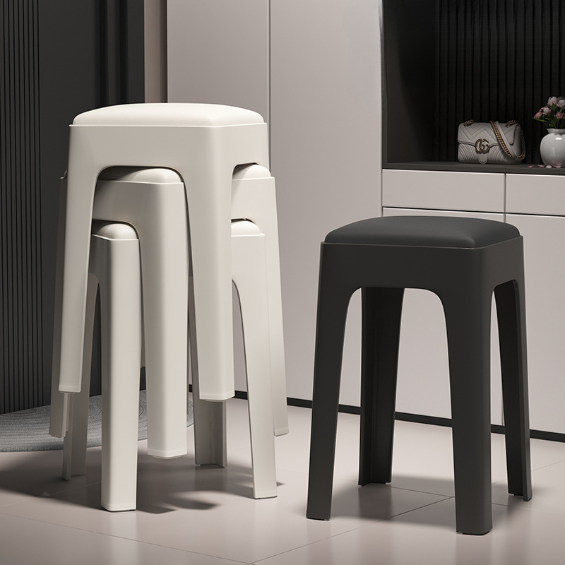 Plastic Stool for Home Use, Thickened Dining Chair, Stackable Square Stool, Simple, Sturdy, Durable Dining Table Stool, Spare High Chair
