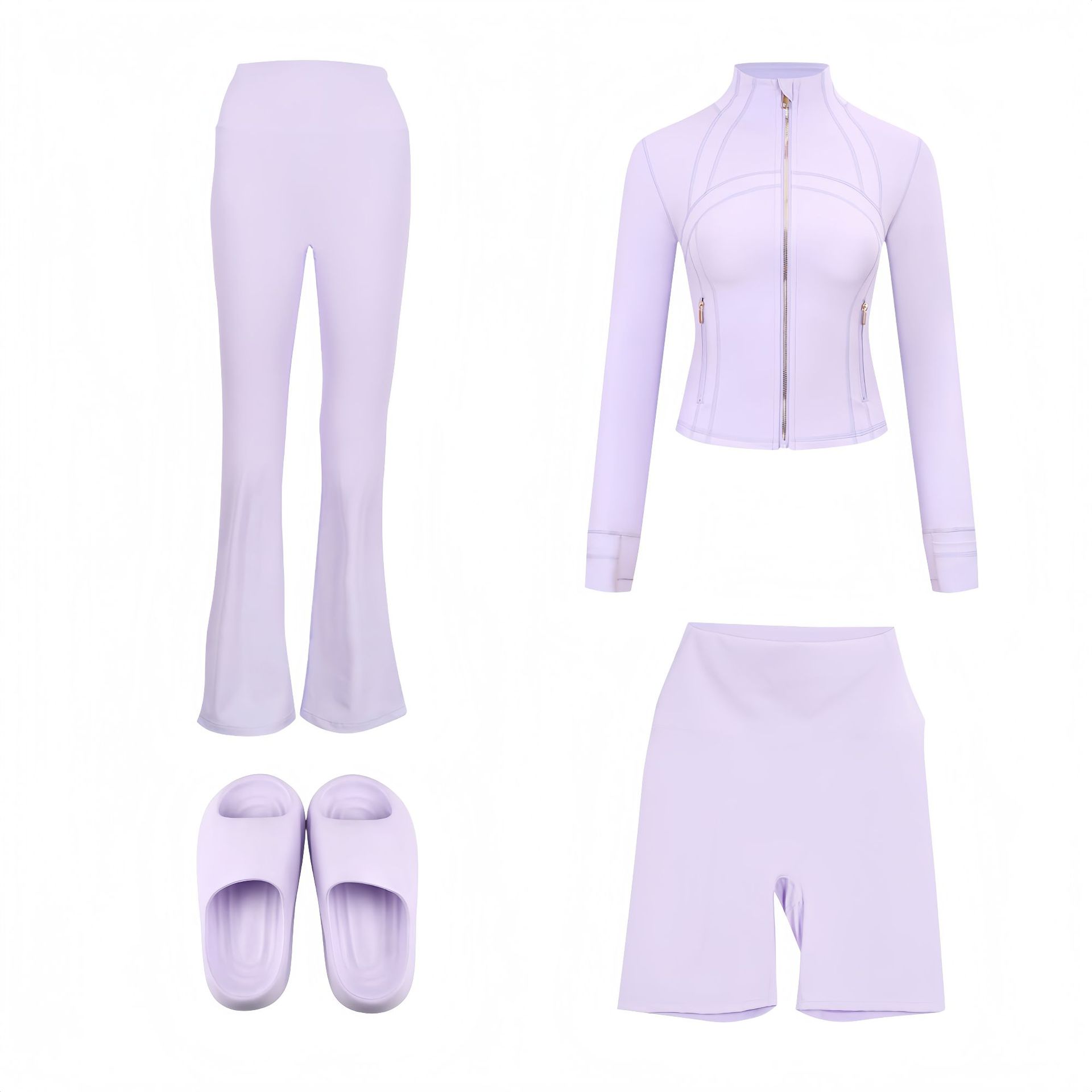 Women's 4-piece Activewear Set With Jacket, Pants, Shorts & Slides_voghion.com